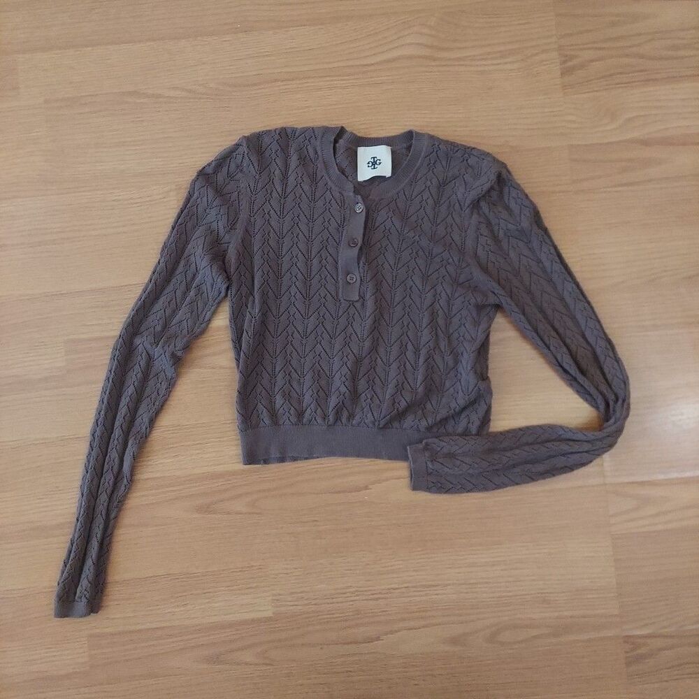 The Garment Copenhagen Tanzania Cropped Blouse Brown Organic Cotton Sz 6